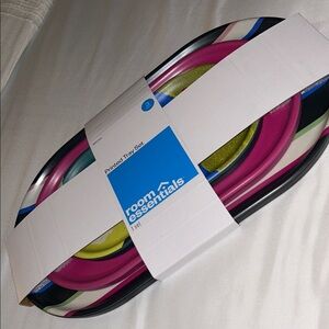 Room Essentials Vibrant Tray Set with Pink, Green, and Black designs